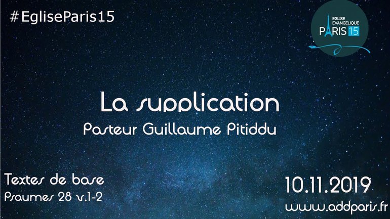 "LA SUPPLICATION" Pasteur Guillaume PITIDDU