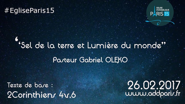 "Sel de la terre et Lumière du monde"