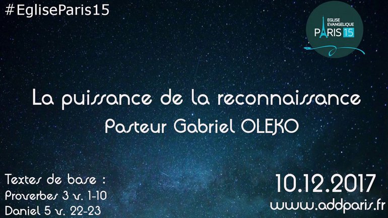 La Puissance de la Reconnaissance - Pasteur Gabriel OLEKO